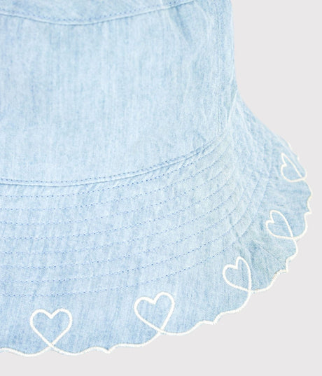 CHILDREN'S CHAMBRAY WIDE-BRIMMED FLOPPY HAT