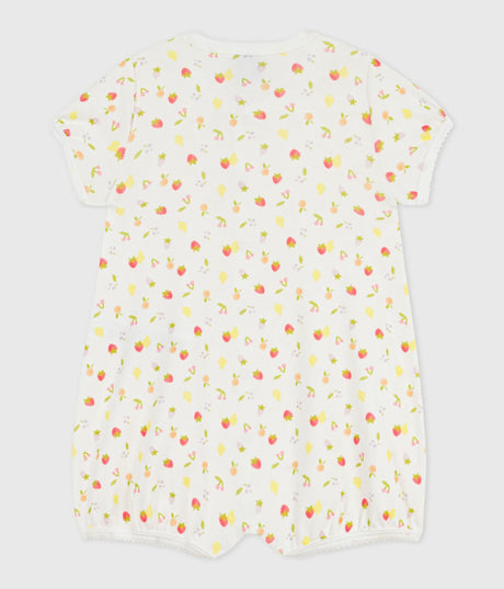 BABIES’ SHORT FRUIT PRINT COTTON JUMPSUIT
