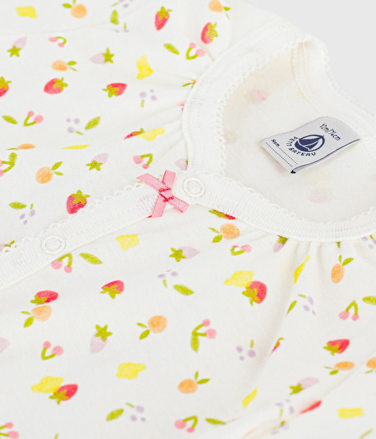 BABIES’ SHORT FRUIT PRINT COTTON JUMPSUIT