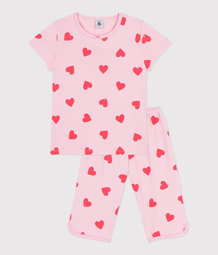 CHILDREN’S HEART PRINT COTTON CAPRI PYJAMAS