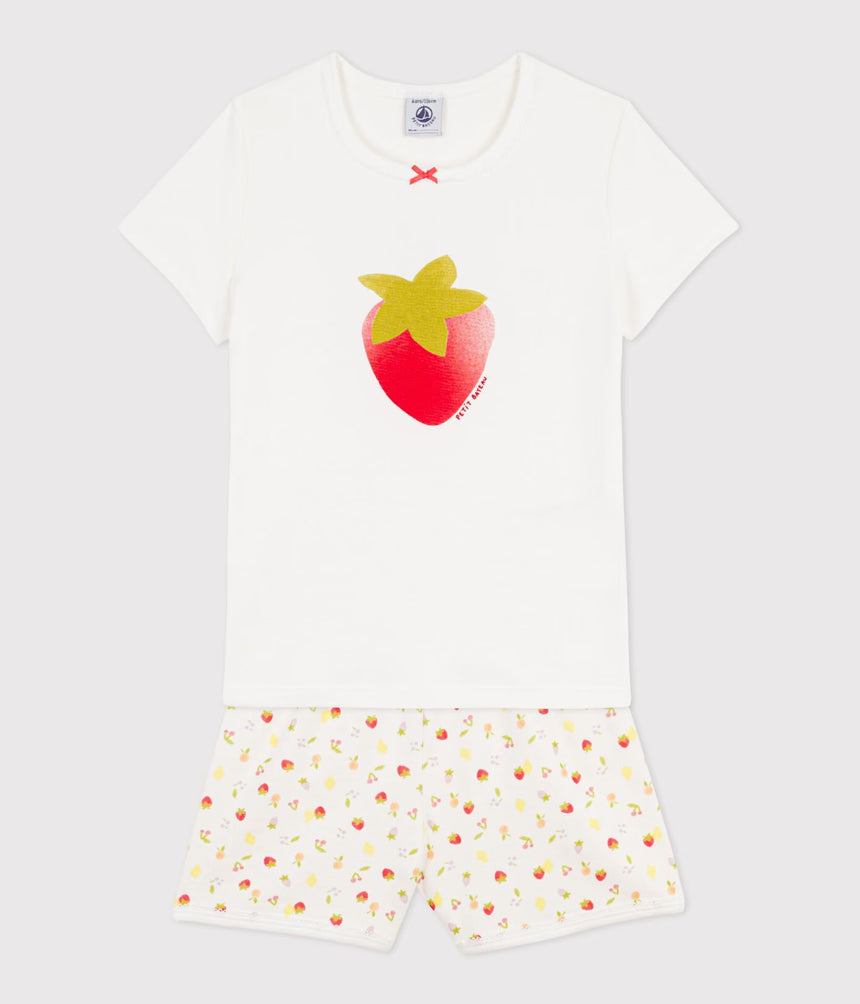CHILDREN’S SHORT COTTON PYJAMAS PRINTED WITH FRUIT