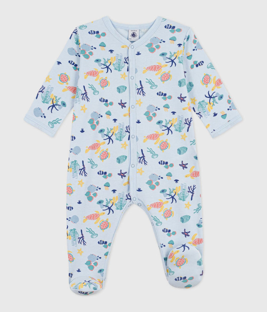 BABIES’ GLOW-IN-THE-DARK MARINE PRINT COTTON PYJAMA SUIT