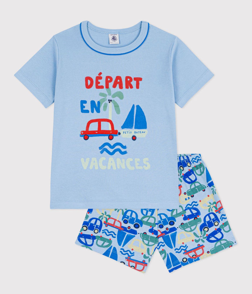 CHILDREN’S SHORT CAR PRINT COTTON PYJAMAS