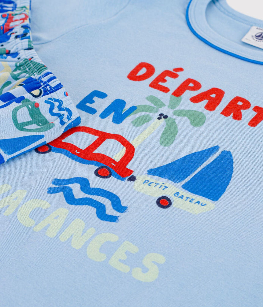 CHILDREN’S SHORT CAR PRINT COTTON PYJAMAS