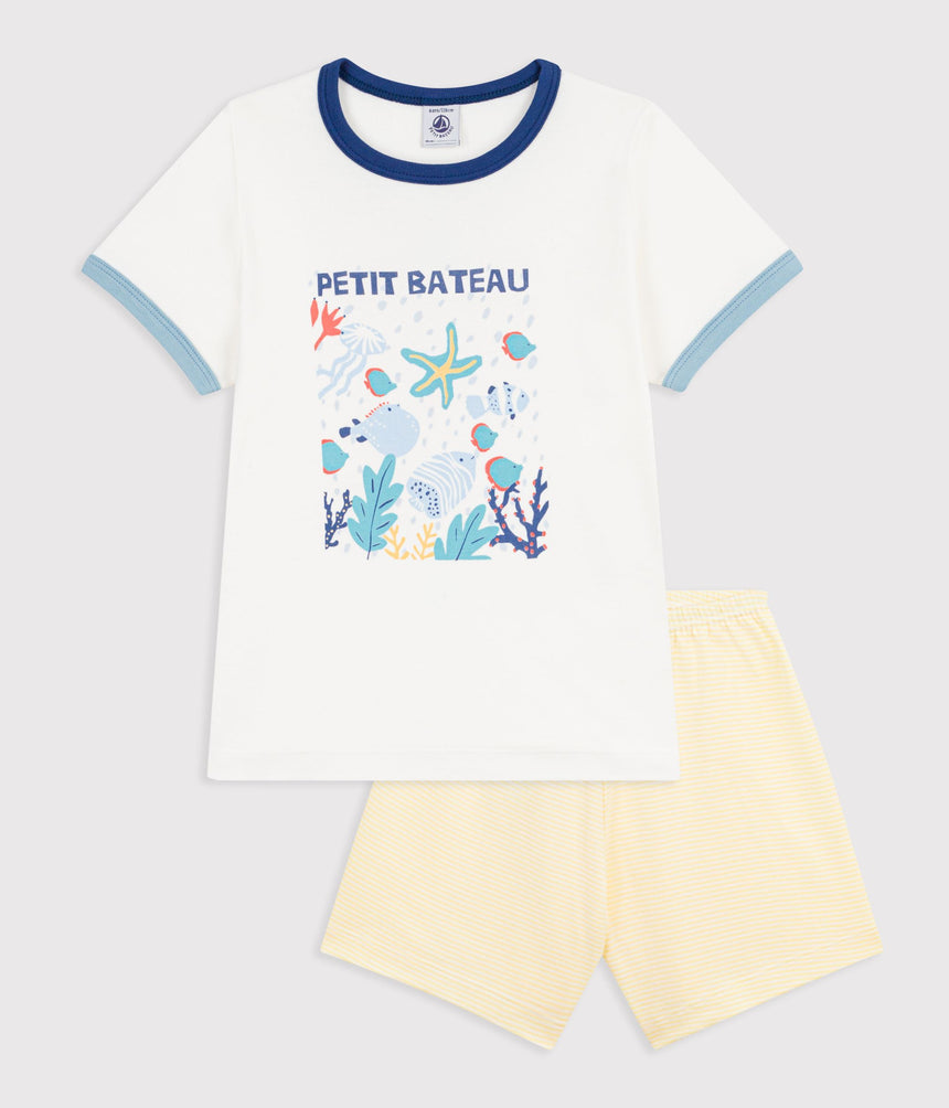 CHILDREN'S SHORT COTTON PYJAMAS WITH AN OCEAN DESIGN