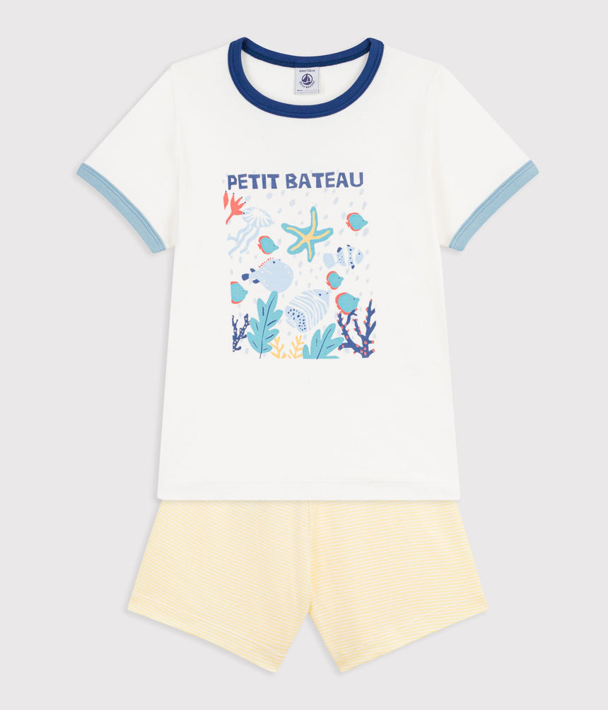 CHILDREN'S SHORT COTTON PYJAMAS WITH AN OCEAN DESIGN