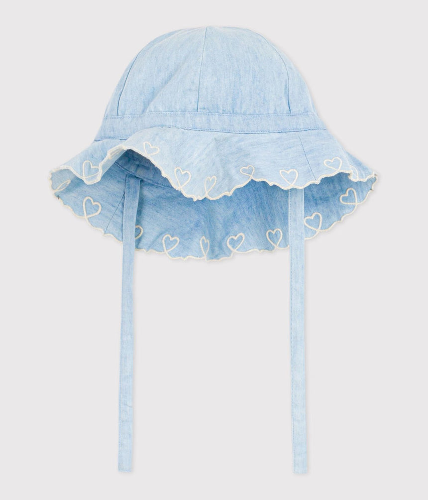 BABY GIRL’S CHAMBRAY WIDE BRIMMED FLOPPY SUN HAT