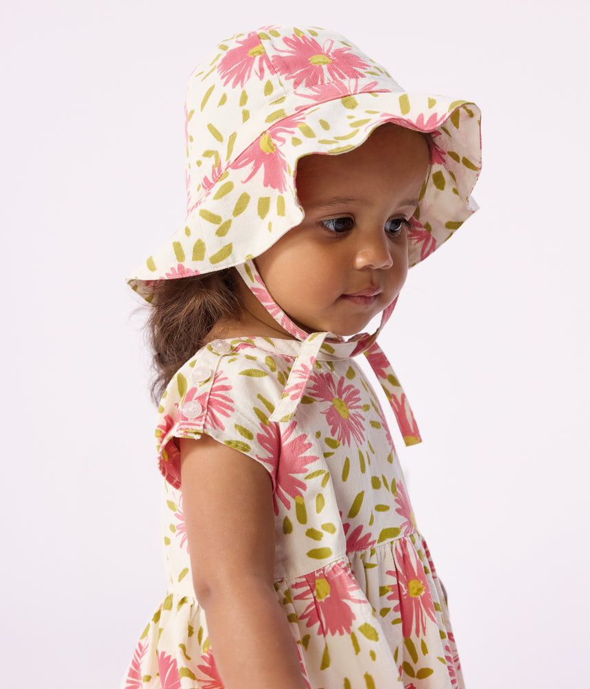 BABY GIRLS' FLORAL PRINT CRÊPE FLOPPY HAT