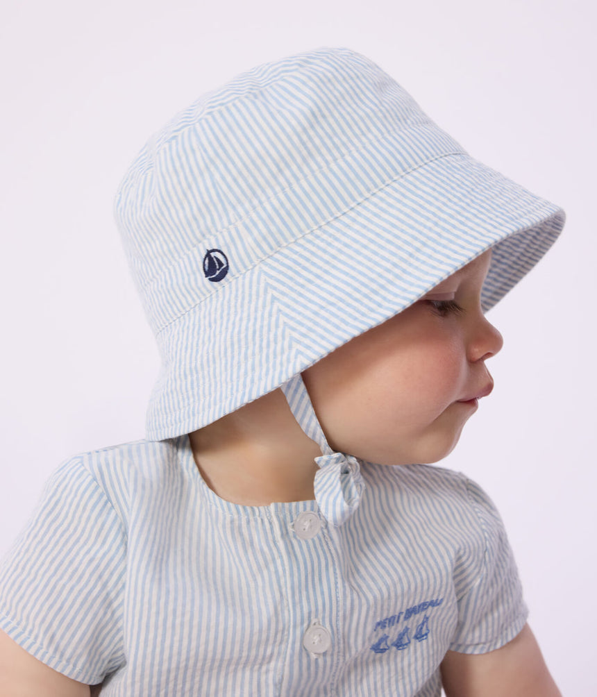 BABIES’ SEERSUCKER SUN HAT WITH TIES