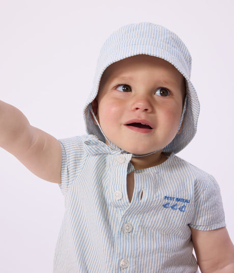 BABIES’ SEERSUCKER SUN HAT WITH TIES