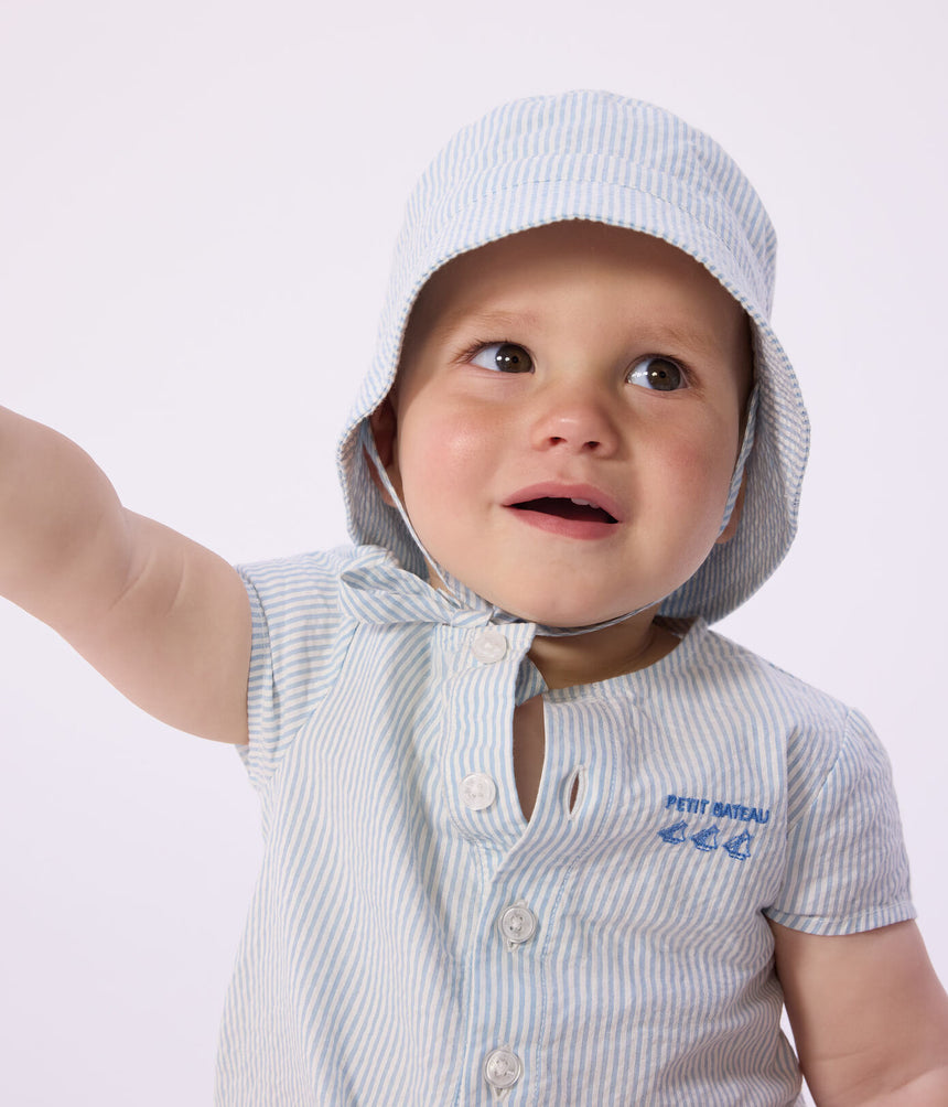 BABIES’ SEERSUCKER SUN HAT WITH TIES