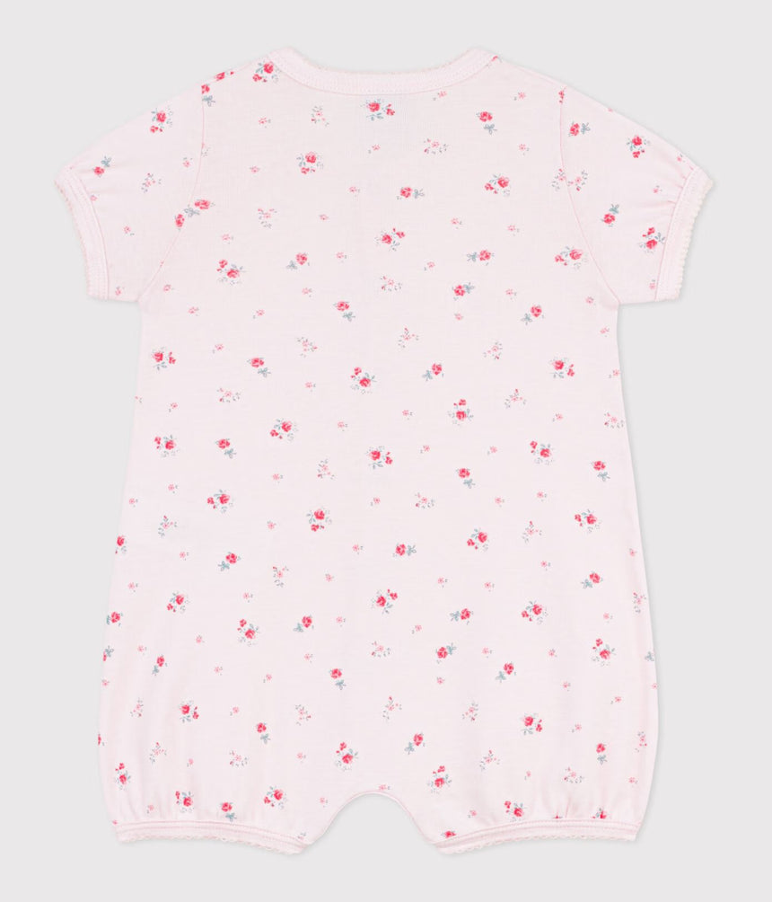 BABIES’ SHORT FLORAL COTTON JUMPSUIT