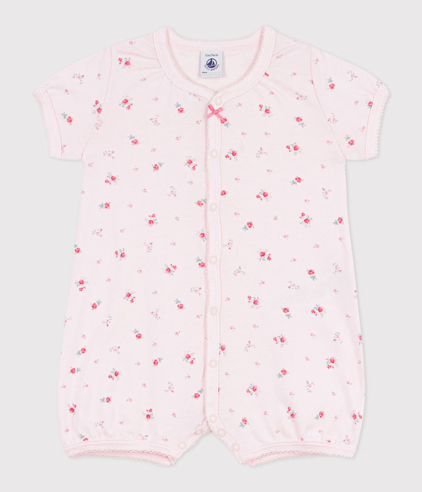 BABIES’ SHORT FLORAL COTTON JUMPSUIT