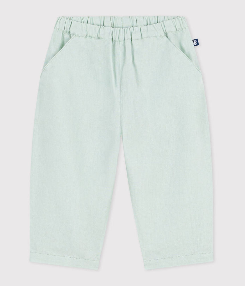 BABIES’ PLAIN COTTON/LINEN TROUSERS