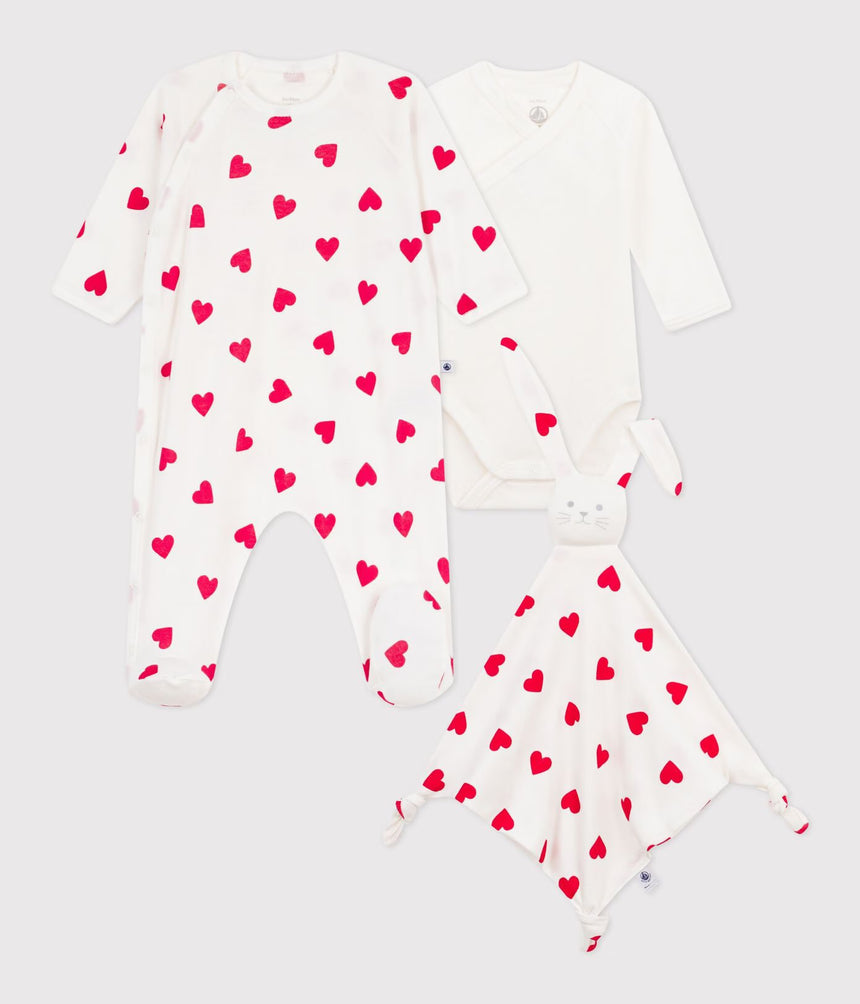 NEWBORN BABIES' HEART-PRINT COTTON GIFT BOX