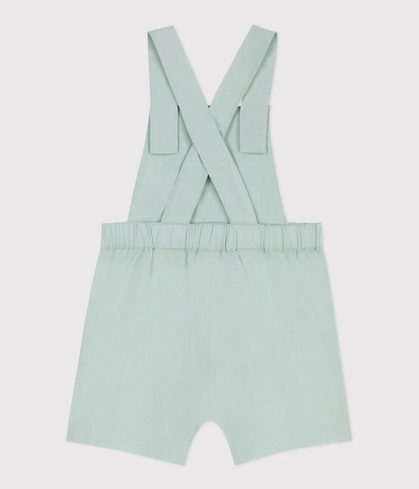 BABIES’ SHORT-LEGGED PLAIN COTTON/LINEN DUNGAREES