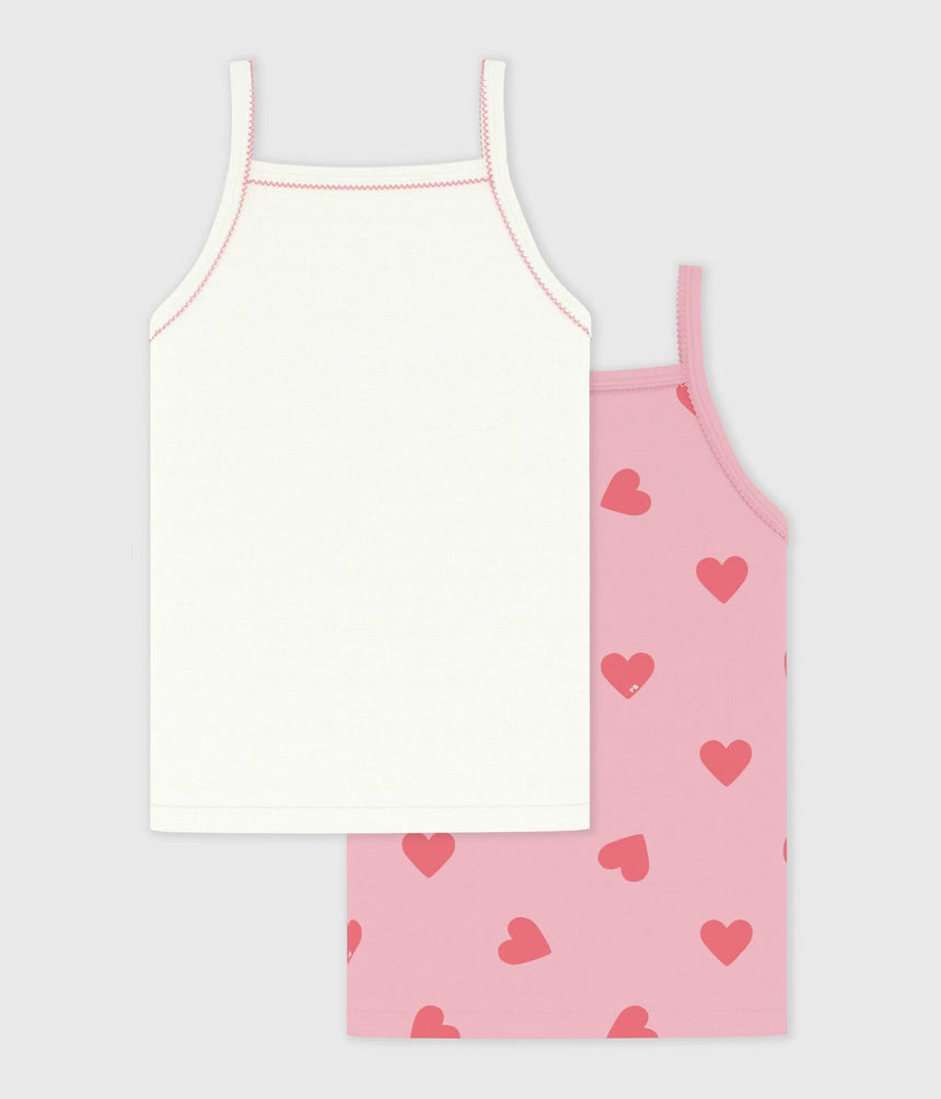 PACK OF CHILDREN’S HEART PRINT COTTON TANK TOPS