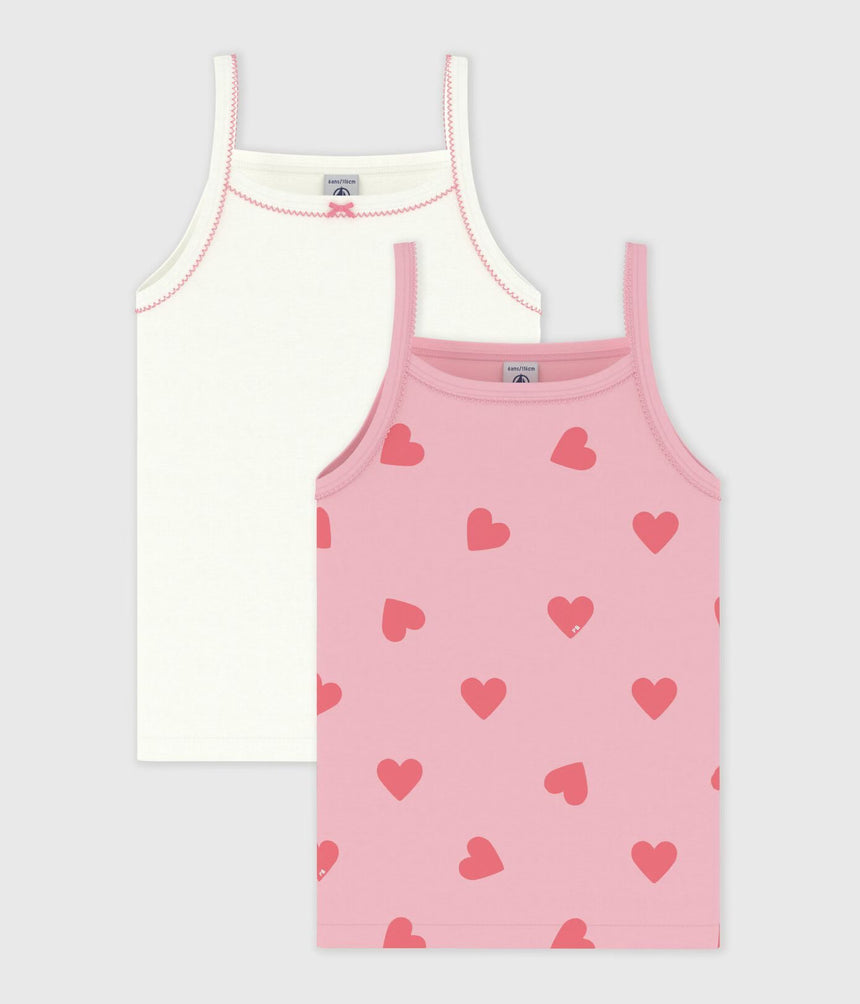 PACK OF CHILDREN’S HEART PRINT COTTON TANK TOPS