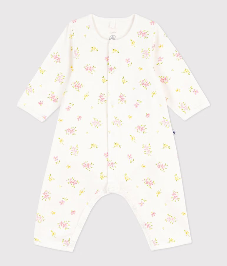 BABIES' FOOTLESS FLORAL-PRINT COTTON BODYJAMAS