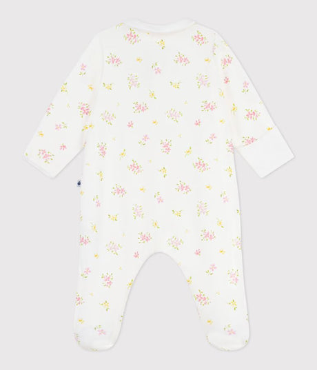 BABIES' FLORAL COTTON PYJAMA SUIT WITH A COLLAR