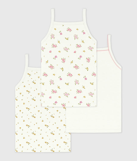 PACK OF CHILDREN'S FLORAL PRINT COTTON TANK TOPS