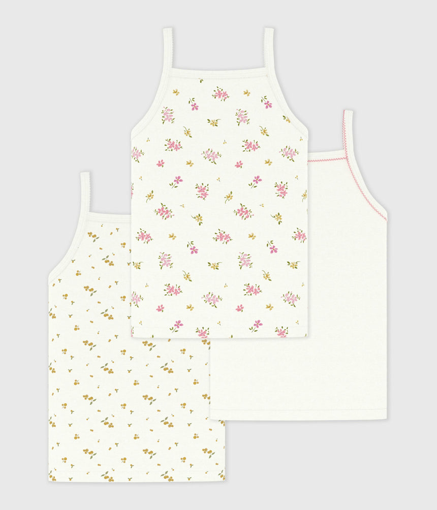 PACK OF CHILDREN'S FLORAL PRINT COTTON TANK TOPS