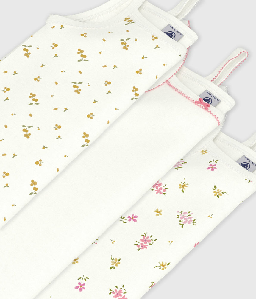 PACK OF CHILDREN'S FLORAL PRINT COTTON TANK TOPS