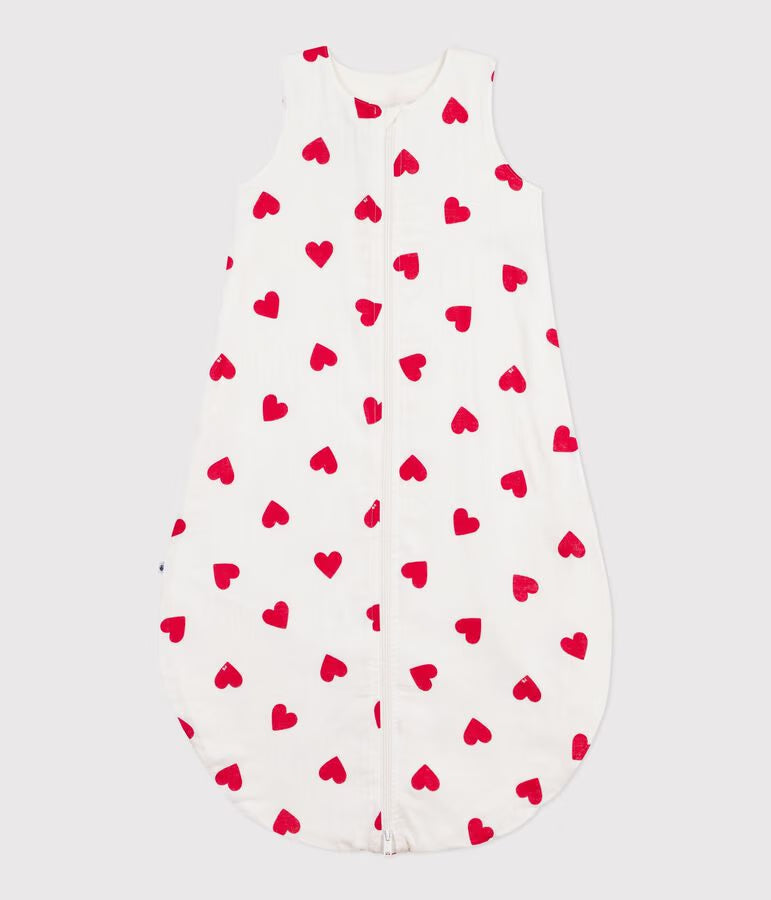 BABIES' 1 TOG HEART-PATTERNED COTTON SLEEPING BAG