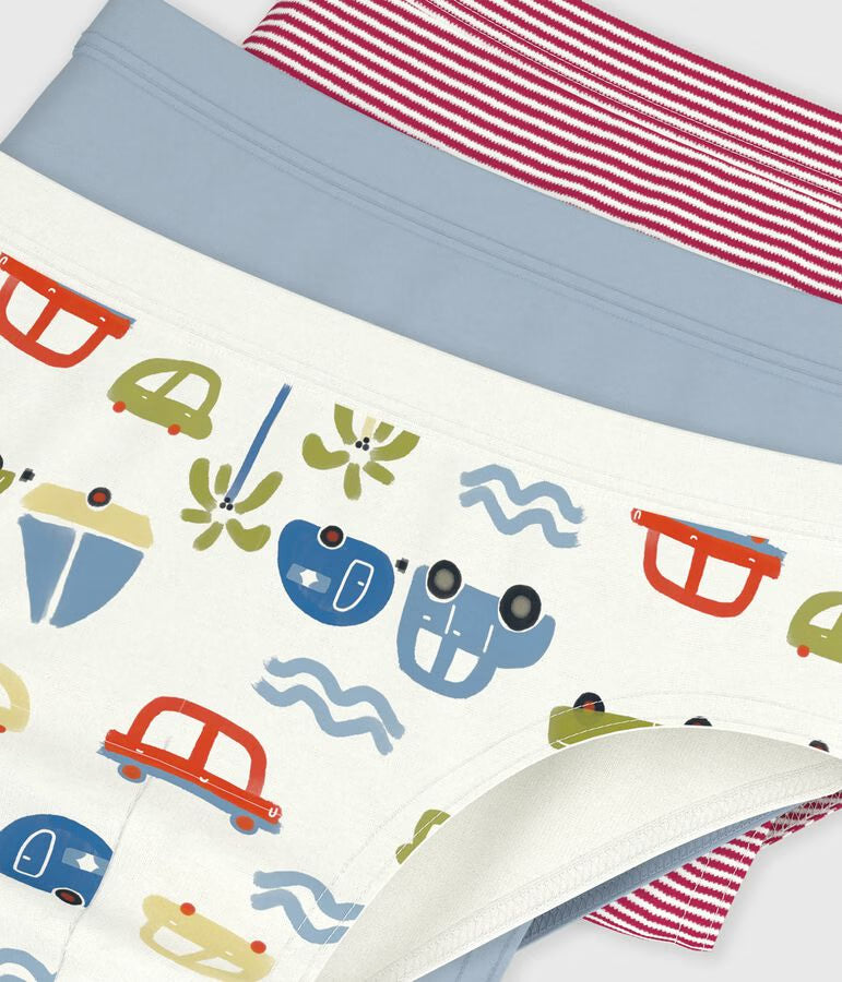 PACK OF CHILDREN'S CAR PRINT COTTON BRIEFS