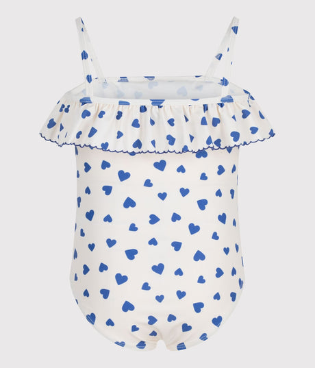CHILDREN'S ONE-PIECE HEART PRINT RUFFLED SWIMSUIT
