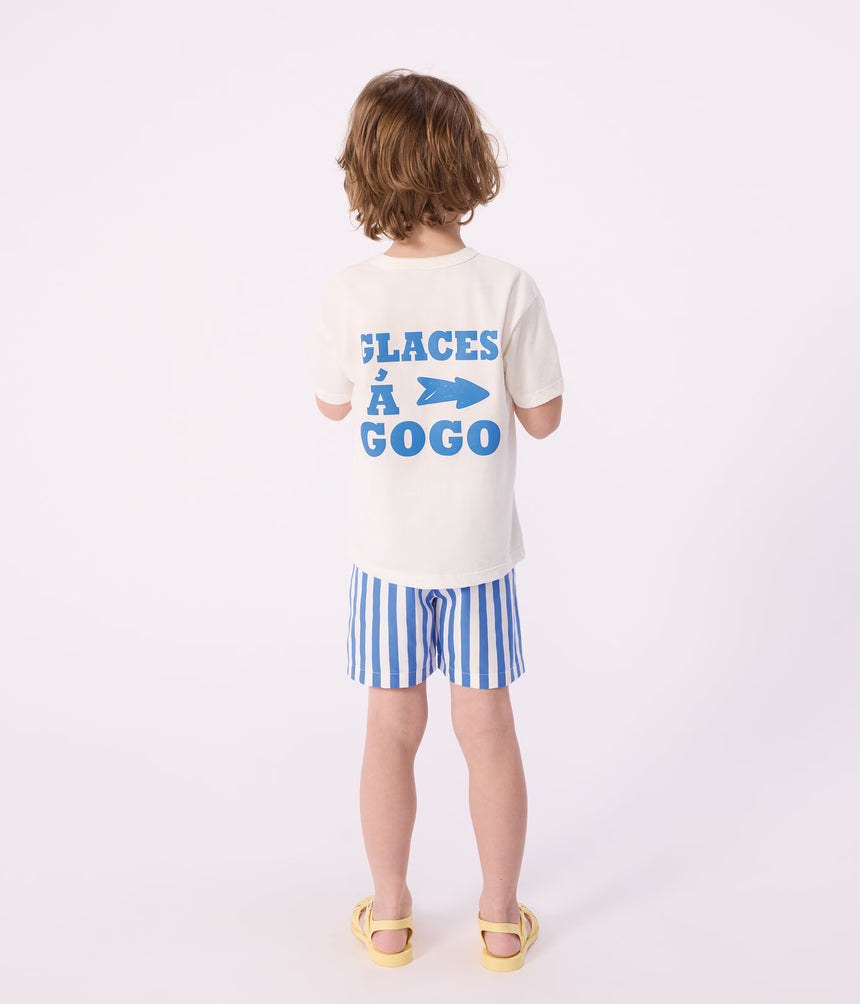 CHILDREN'S STRIPED COTTON SWIM SHORTS
