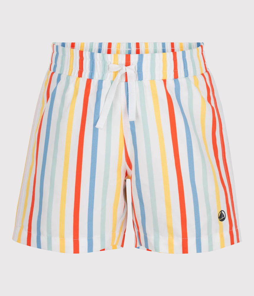 CHILDREN'S STRIPED COTTON SWIM SHORTS