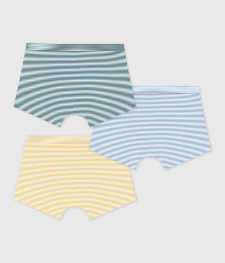 PACK OF CHILDREN'S STRIPY COTTON BOXERS WITH COVERED WAISTBANDS