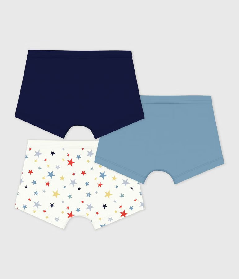 PACK OF CHILDREN'S STAR PRINT COTTON BOXERS WITH COVERED WAISTBANDS