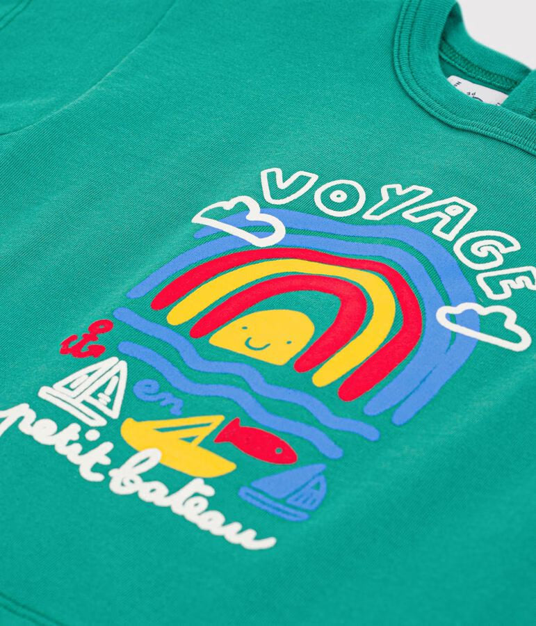 BABIES' SHORT-SLEEVED COTTON T-SHIRT WITH A SEAGULL MOTIF