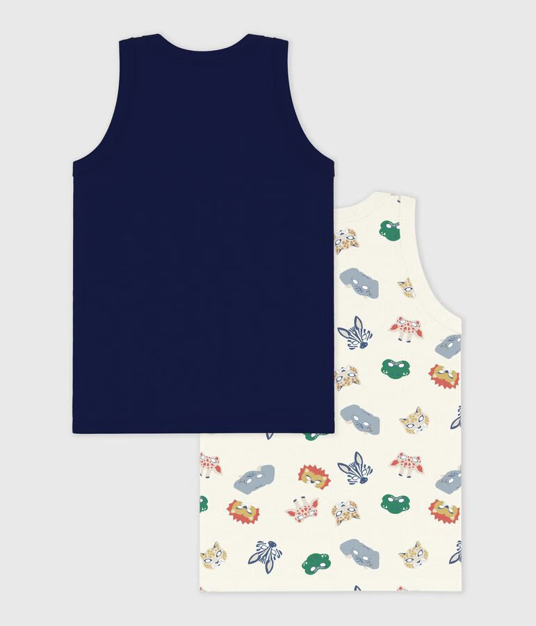 PACK OF CHILDREN’S MASK PRINT COTTON TANK TOPS