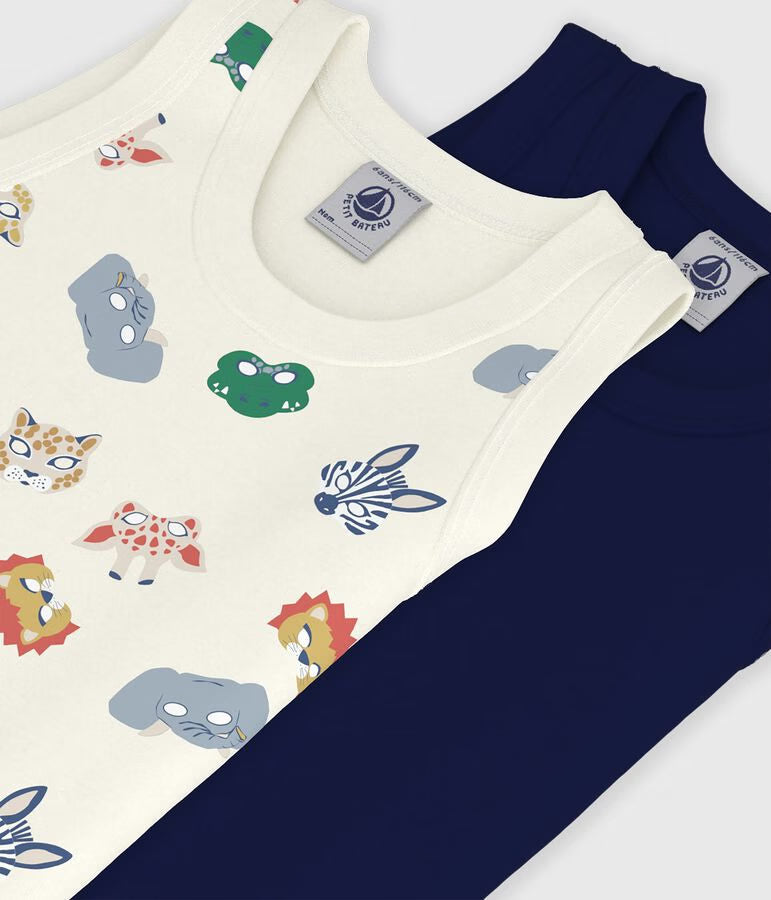 PACK OF CHILDREN’S MASK PRINT COTTON TANK TOPS