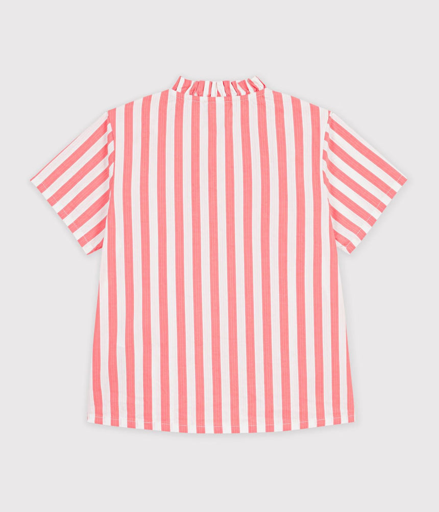 CHILDREN'S SHORT-SLEEVED STRIPED COTTON BLOUSE