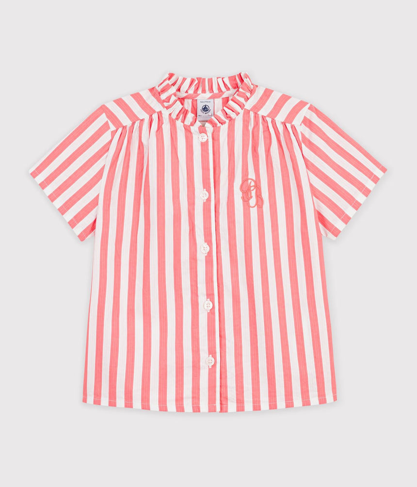CHILDREN'S SHORT-SLEEVED STRIPED COTTON BLOUSE