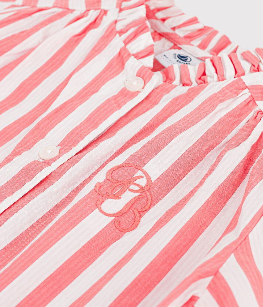 CHILDREN'S SHORT-SLEEVED STRIPED COTTON BLOUSE