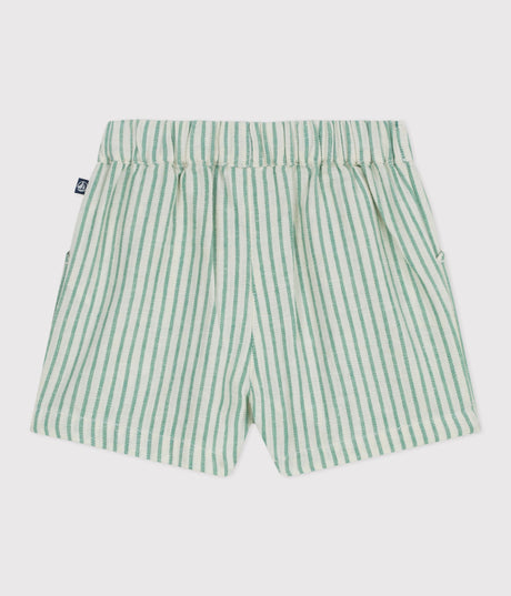 BABIES STRIPY COTTON/LINEN SHORTS