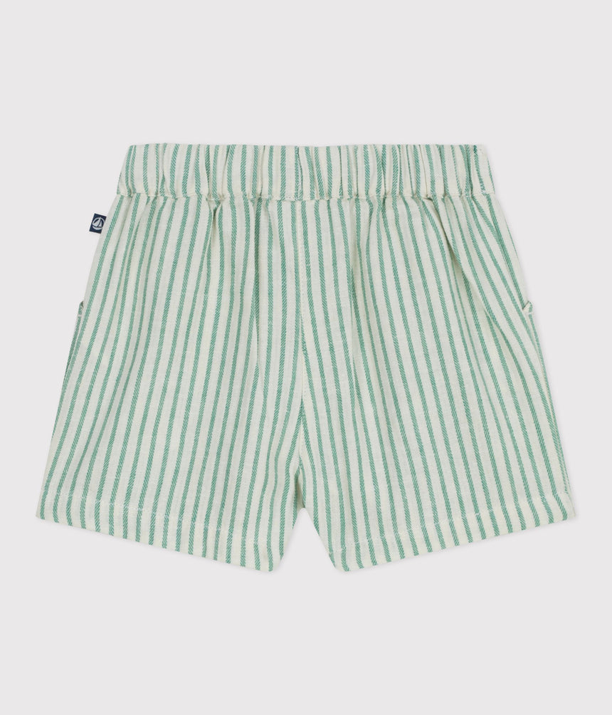 BABIES STRIPY COTTON/LINEN SHORTS