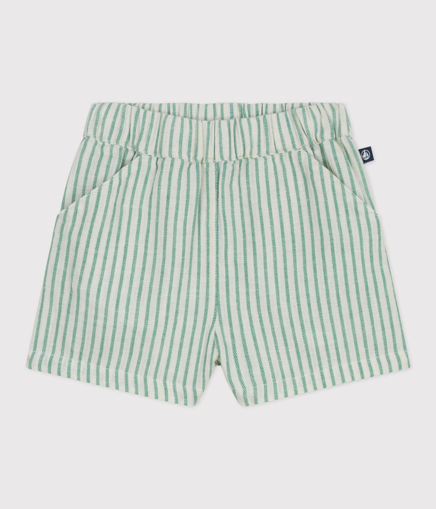 BABIES STRIPY COTTON/LINEN SHORTS