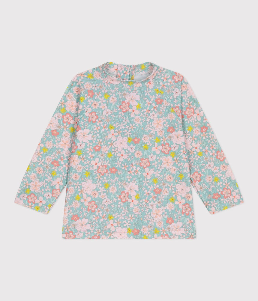 BABIES' FLOWER PRINT UV PROTECTION T-SHIRT