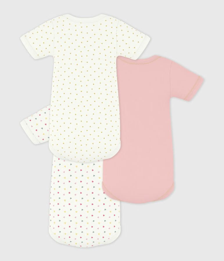 PACK OF BABIES’ SHORT-SLEEVED MINI HEART‑PRINT COTTON BODIES