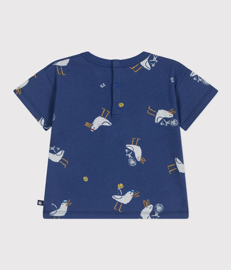 BABIES' SHORT-SLEEVED SEAGULL-PRINT COTTON T-SHIRT
