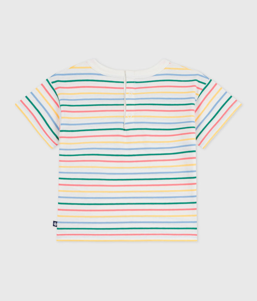 BABIES' SHORT-SLEEVED STRIPY COTTON T-SHIRT