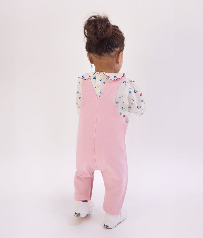 BABIES' LONG-LEG DUNGAREES IN PLAIN COTTON