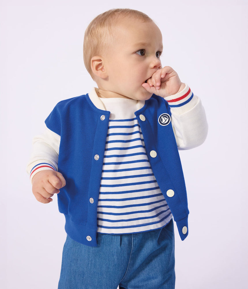 BABIES’ VARSITY-STYLE JACKET IN COLOURBLOCK COTTON