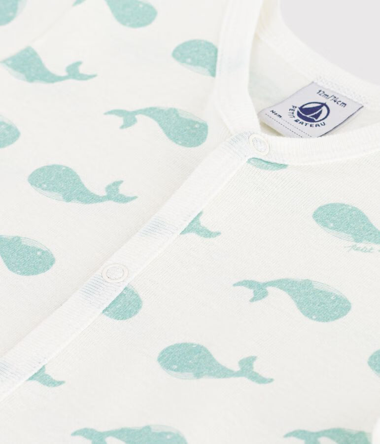 BABIES’ WHALE PRINT COTTON PLAYSUIT